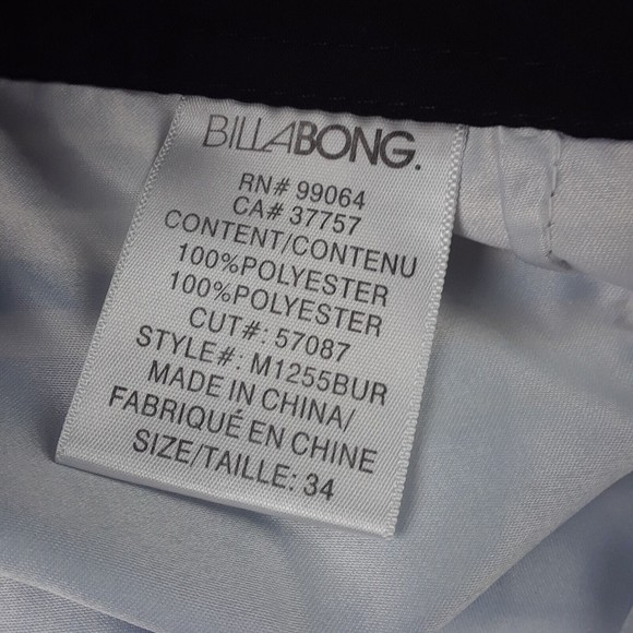 Billabong Shorts Mens 34 Striped Logo Gray Blue White Board Shorts - Picture 7 of 12